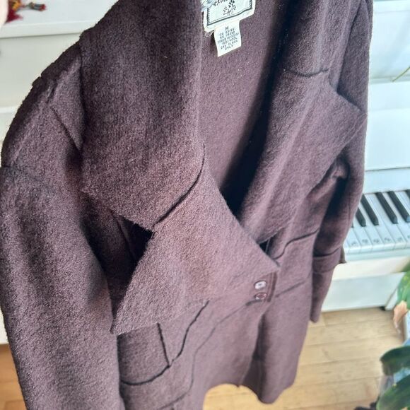 April Cornell 90s Chocolate Brown Long Sleeve Sweater Cardigan M Wool Vintage - Picture 15 of 16